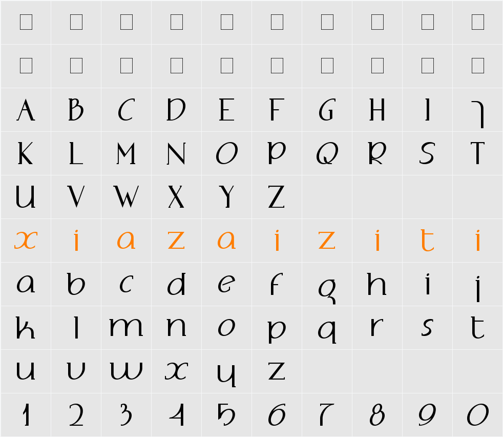 Adolphus Serif 字符映射表