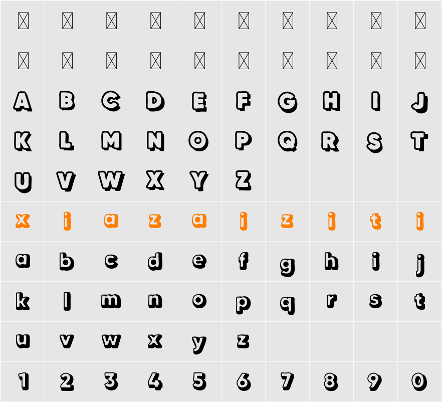 Alchemist Whiteboard Drop Shadow 字符映射表