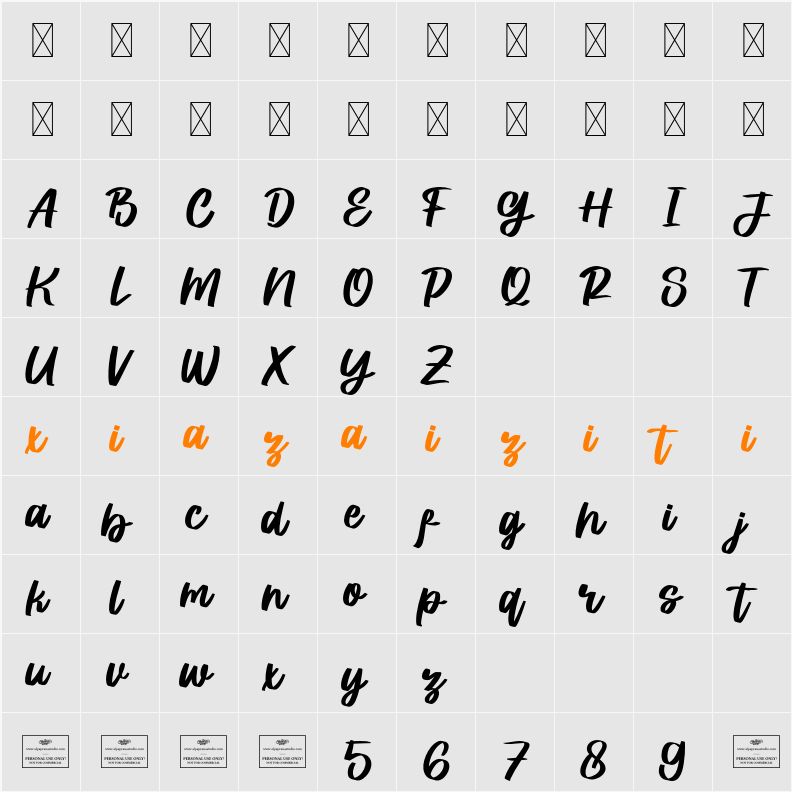 Prestiche Free 字符映射表