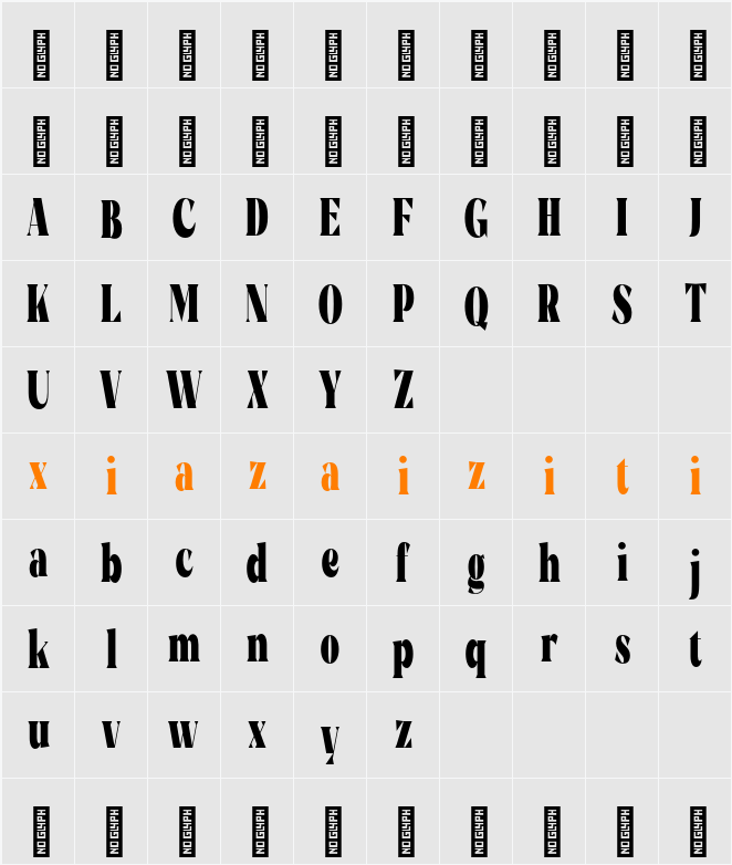 Rigam Condensed 字符映射表