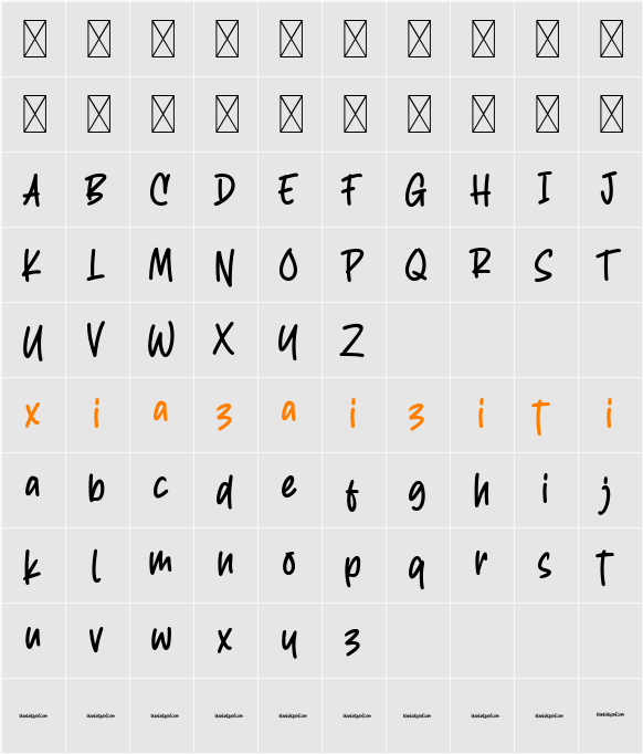 Right Howers 字符映射表