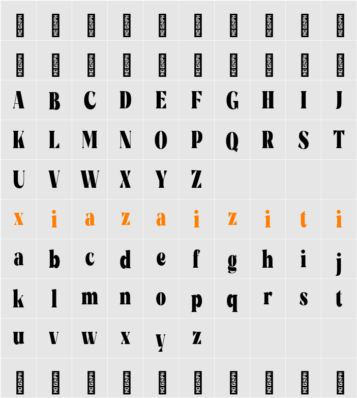 Rigam Semi Condensed 字符映射表