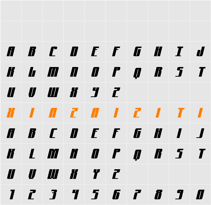 Xeno-Seeker Italic 字符映射表