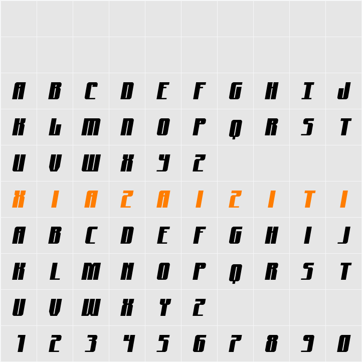 Xeno-Seeker Semi-Italic 字符映射表