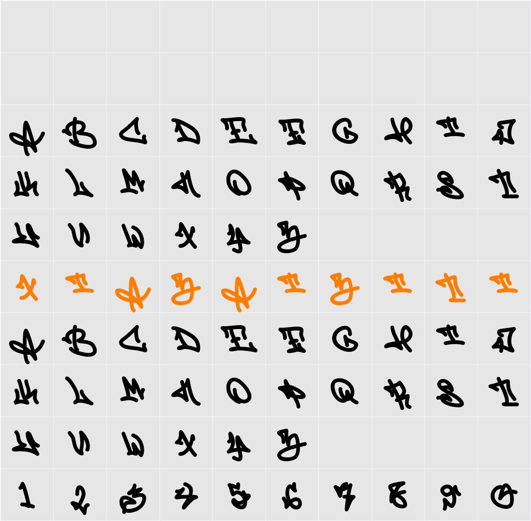 Zebra Script 字符映射表
