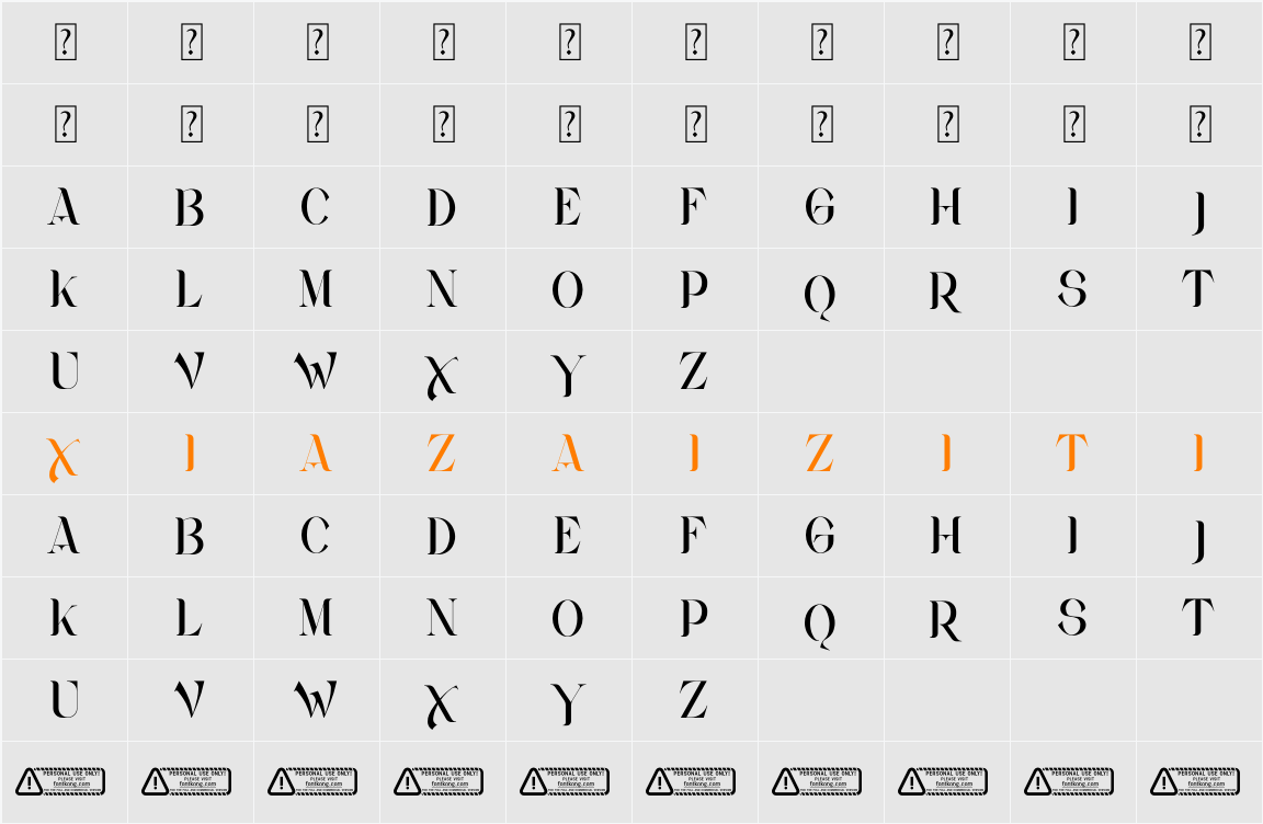 Zasque PERSONAL USE ONLY! 字符映射表