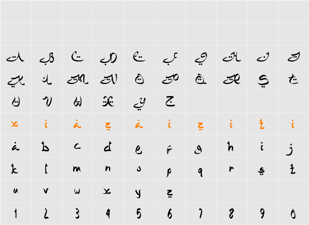 Yasin 字符映射表