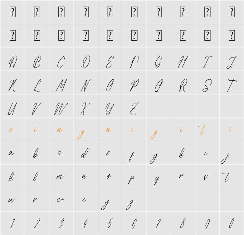 Yustinja 字符映射表