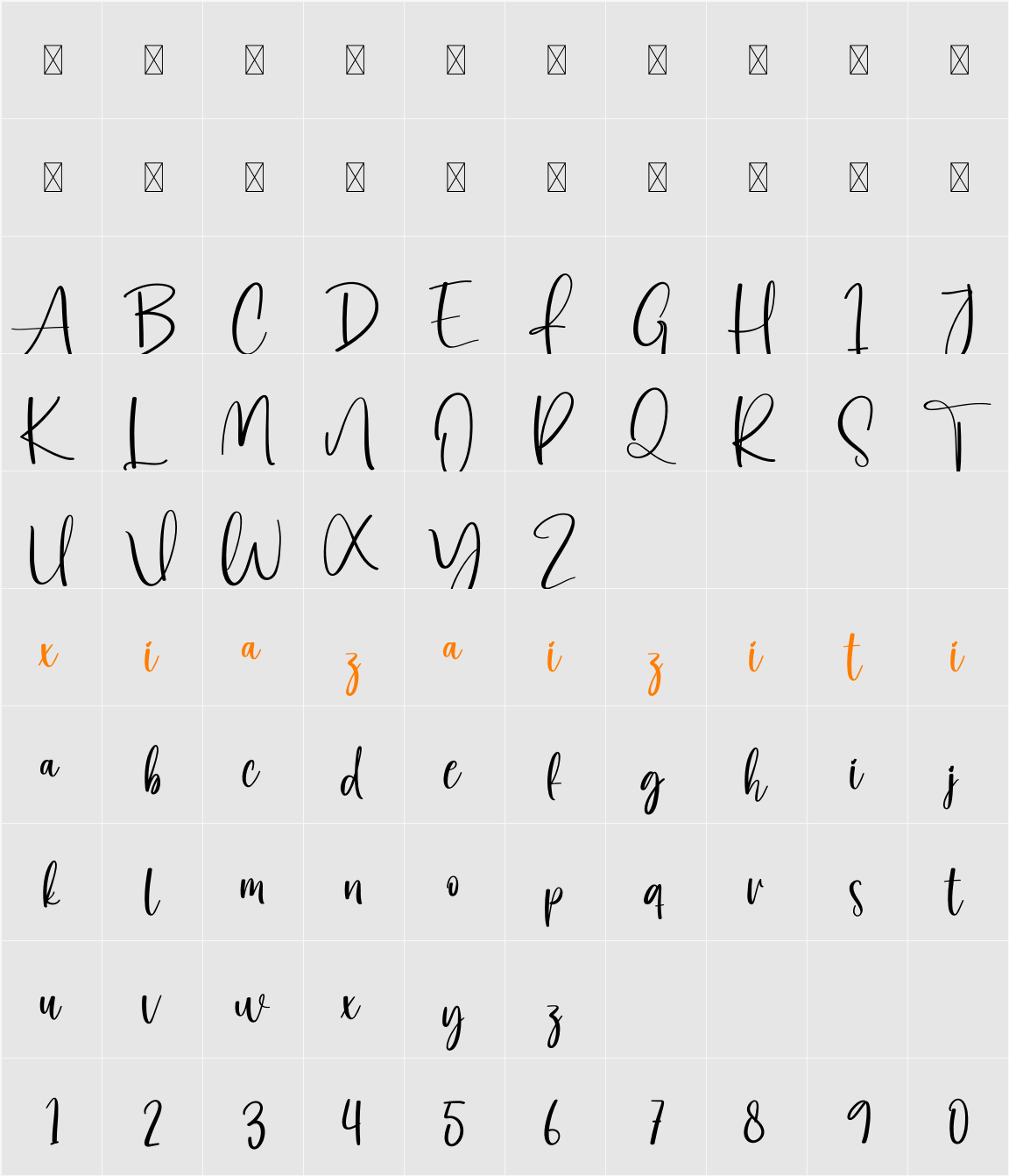 Writing 字符映射表