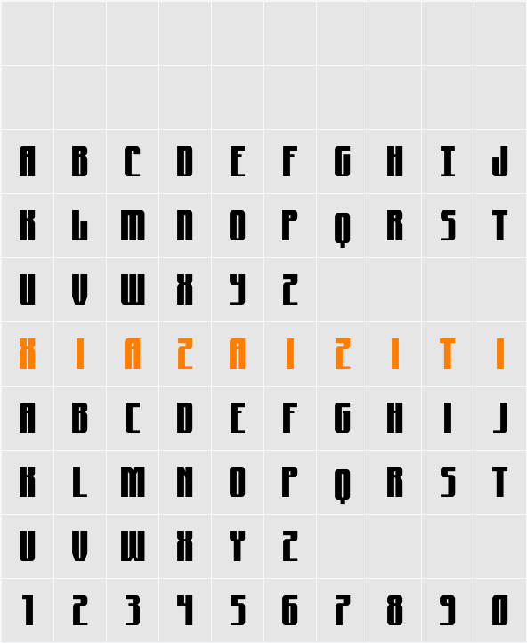 Xeno-Seeker Condensed 字符映射表