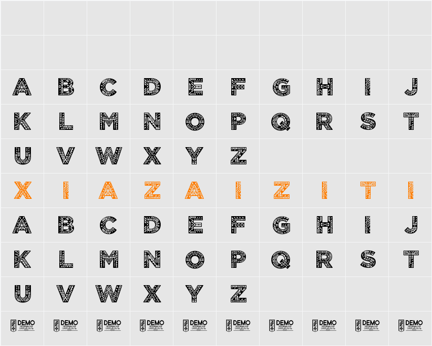 Zilap Ethnia DEMO 字符映射表