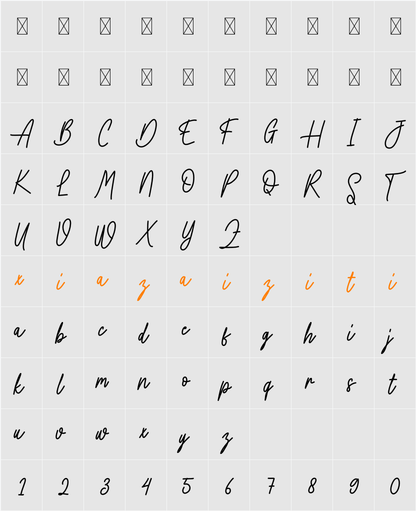 Writting Vintage 字符映射表
