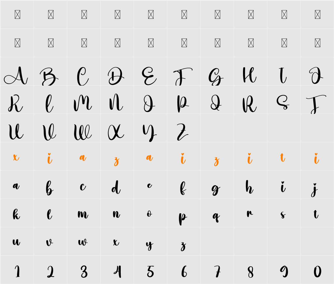 Written 字符映射表