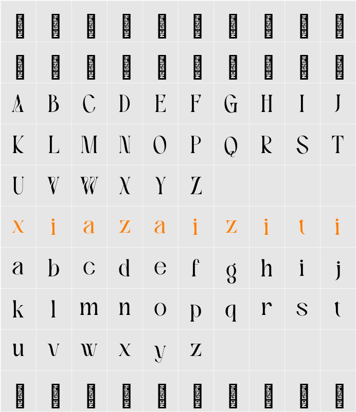 Xeola Demo Version 字符映射表