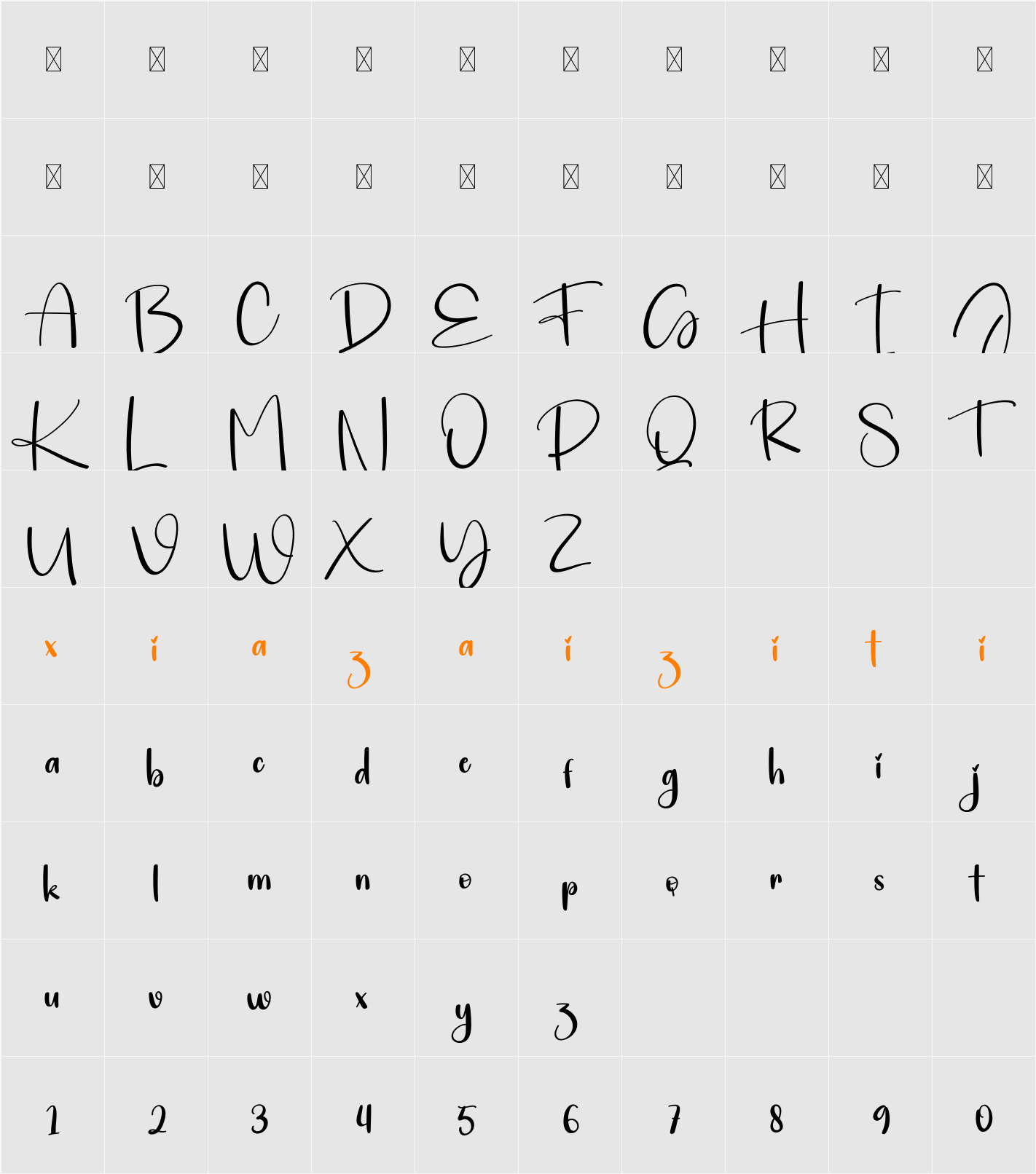 Woodland 字符映射表