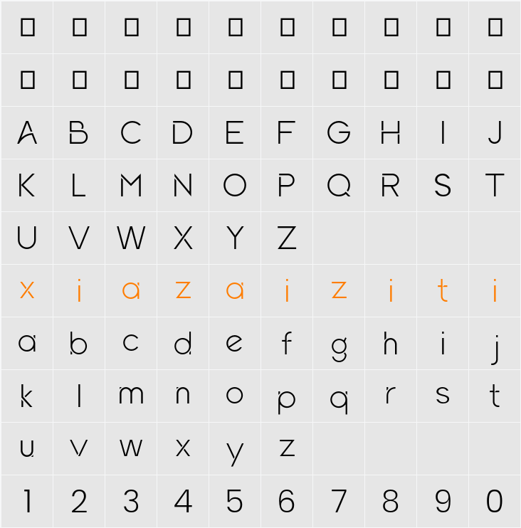 Xeroda 字符映射表