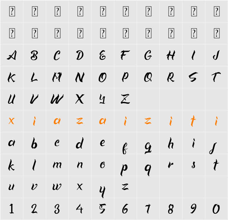 Xavia Script 字符映射表