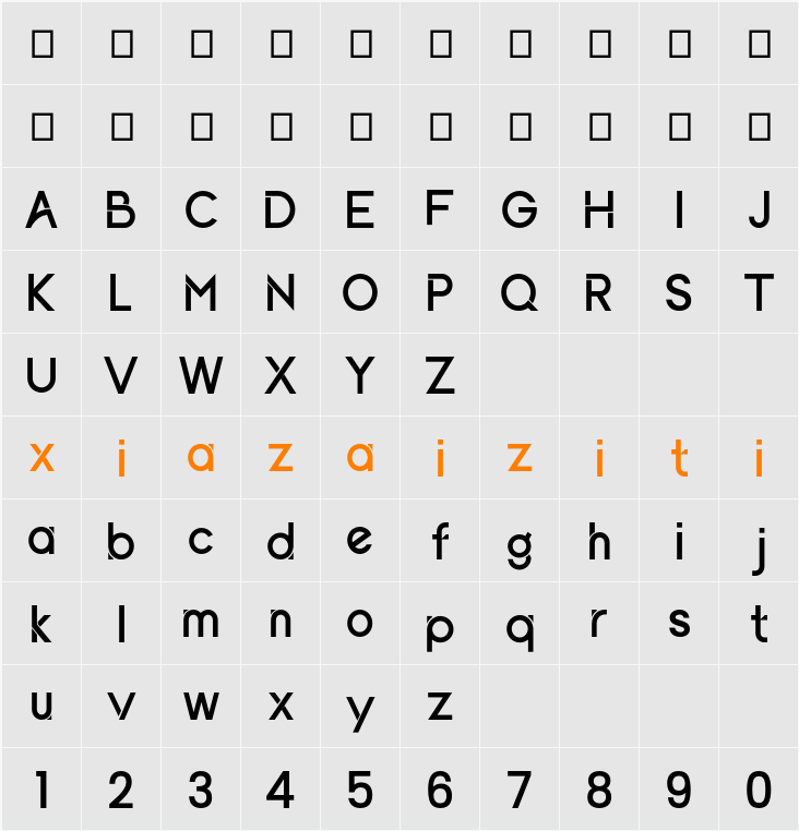 Xeroda 字符映射表