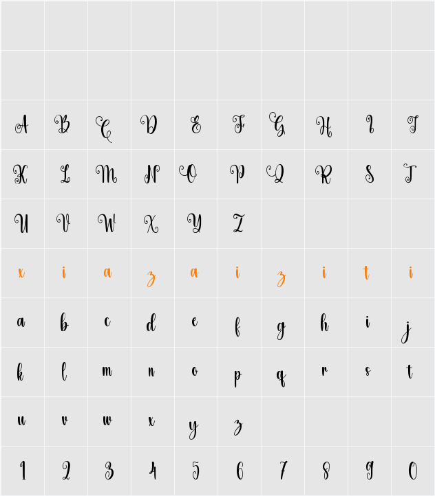 Wonderful Christmas 字符映射表