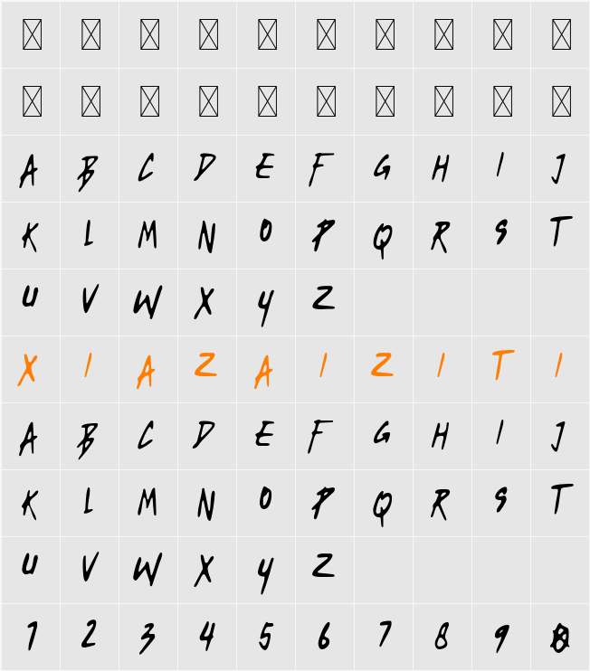 Write Bebas 字符映射表