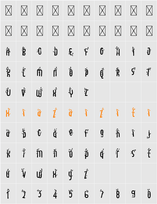 World Madly Tree 字符映射表